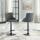 Gaddison - Gray/black - Tall Uph Swivel Barstool(2/cn)-Washburn's Home Furnishings