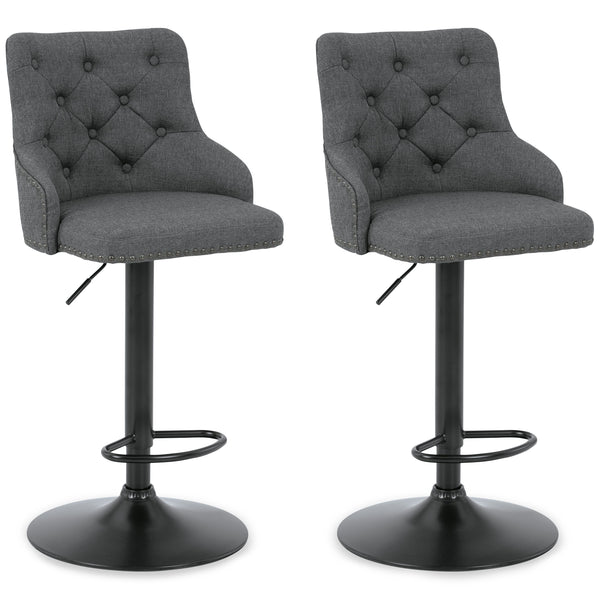 Gaddison - Gray/black - Tall Uph Swivel Barstool(2/cn)-Washburn's Home Furnishings