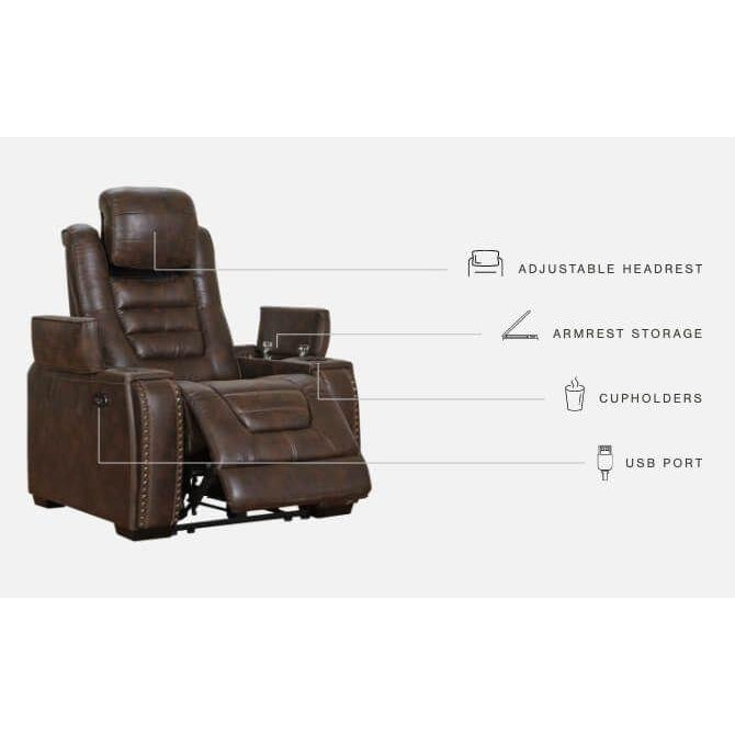 Game - Brown Dark - Pwr Recliner/adj Headrest-Washburn's Home Furnishings