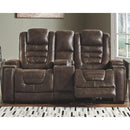 Game Zone - Bark - PWR REC Loveseat/CON/ADJ HDRST-Washburn's Home Furnishings