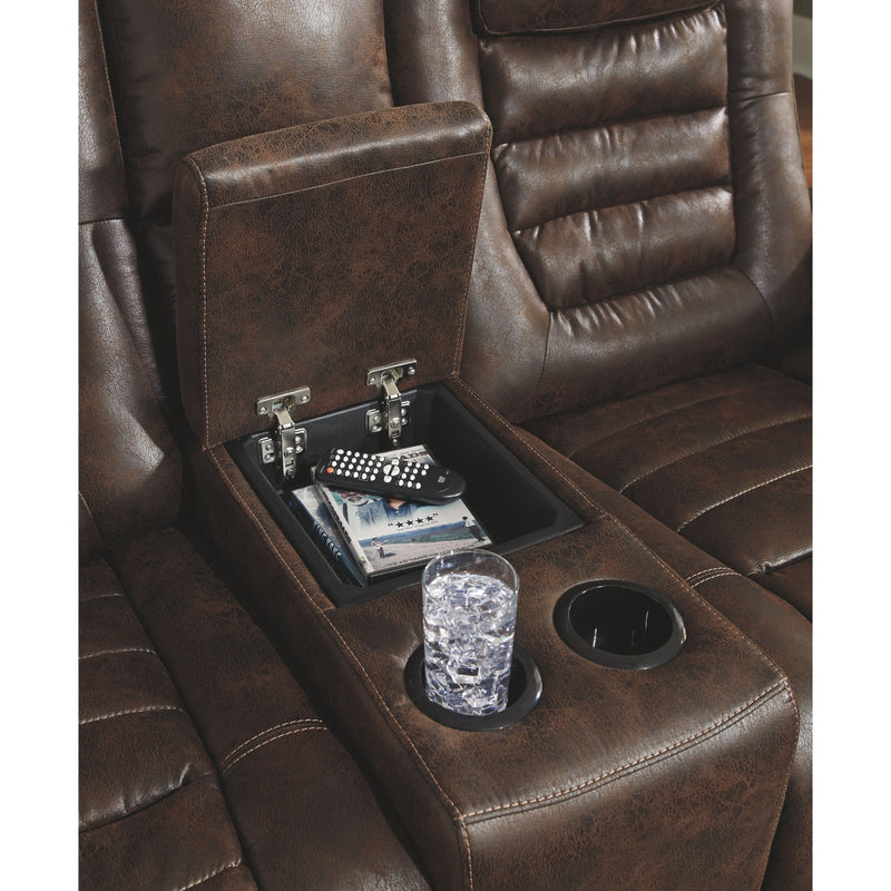 Game Zone - Brown Dark - Pwr Rec Loveseat/con/adj Hdrst-Washburn's Home Furnishings