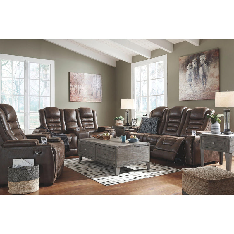 Game Zone - Bark - PWR REC Loveseat/CON/ADJ HDRST-Washburn's Home Furnishings