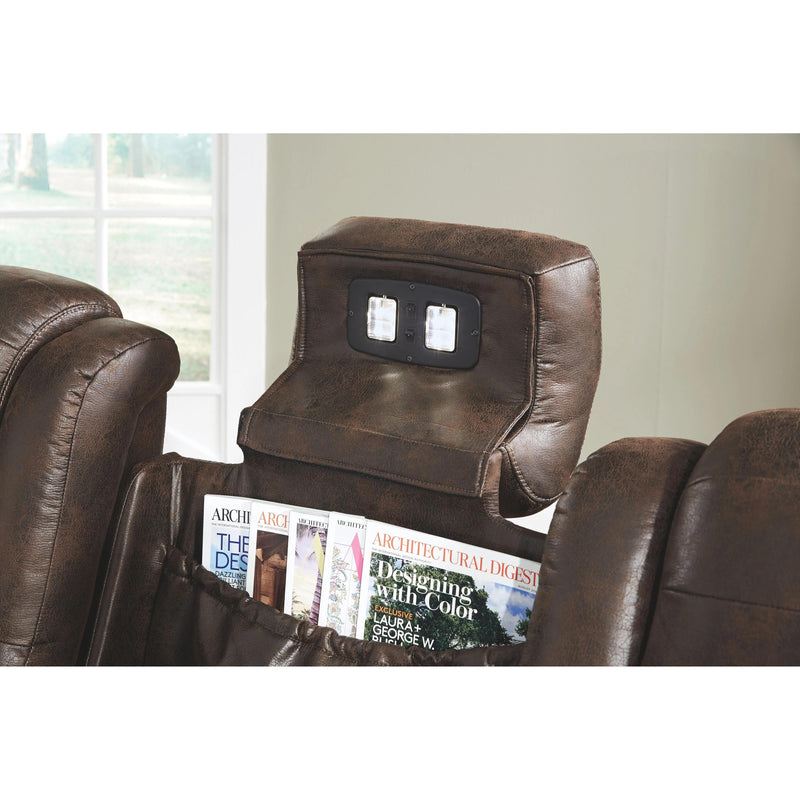 Game Zone - Brown Dark - Pwr Rec Sofa With Adj Headrest-Washburn's Home Furnishings