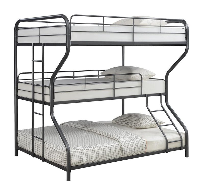 Garner - Triple Full/twin Over Full Bunk Bed With Ladder - Gray-Washburn's Home Furnishings