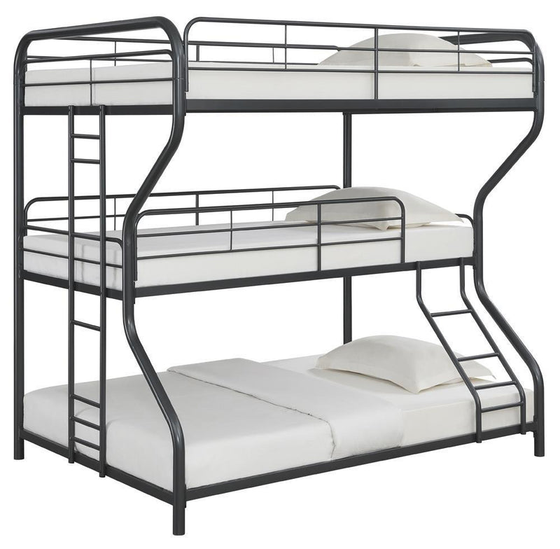 Garner - Triple Full/twin Over Full Bunk Bed With Ladder - Gray-Washburn's Home Furnishings