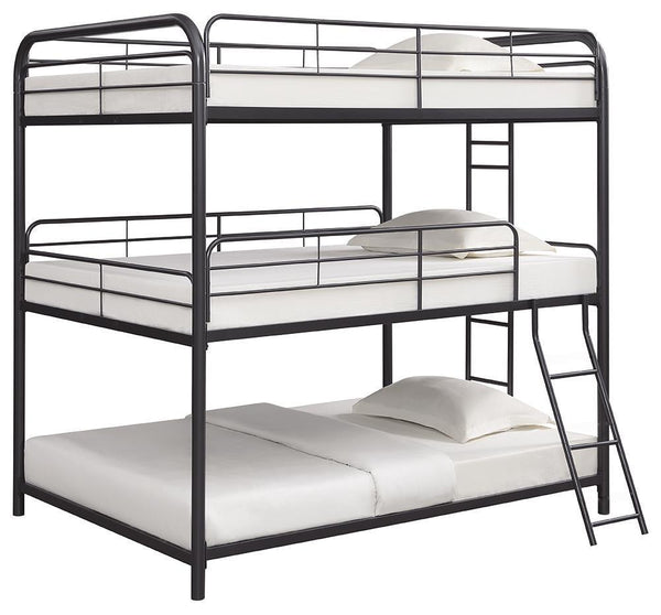 Garner - Triple Triple Full Bunk Bed With Ladder - Gray-Washburn's Home Furnishings