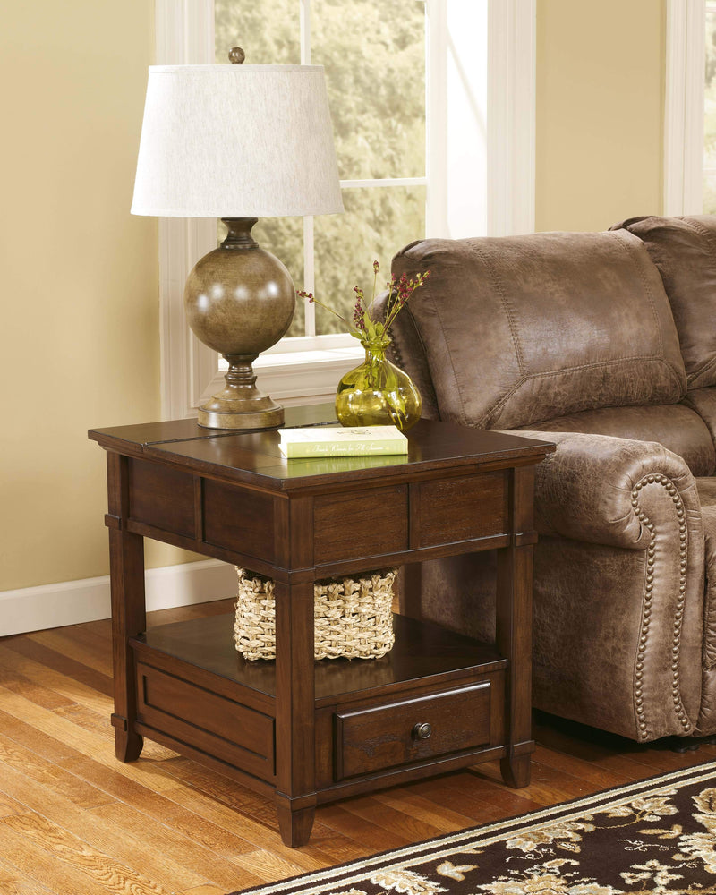 Gately - Brown Light - Rectangular End Table-Washburn's Home Furnishings