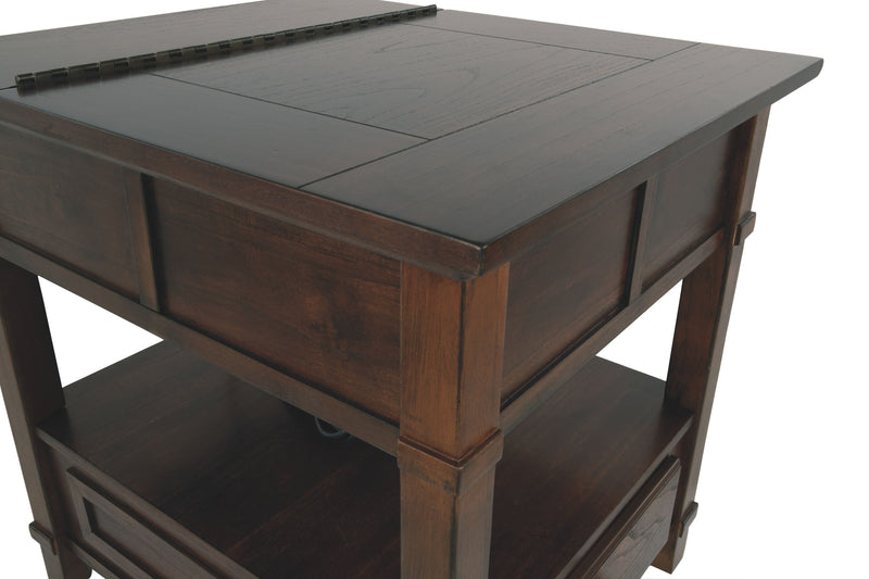 Gately - Brown Light - Rectangular End Table-Washburn's Home Furnishings