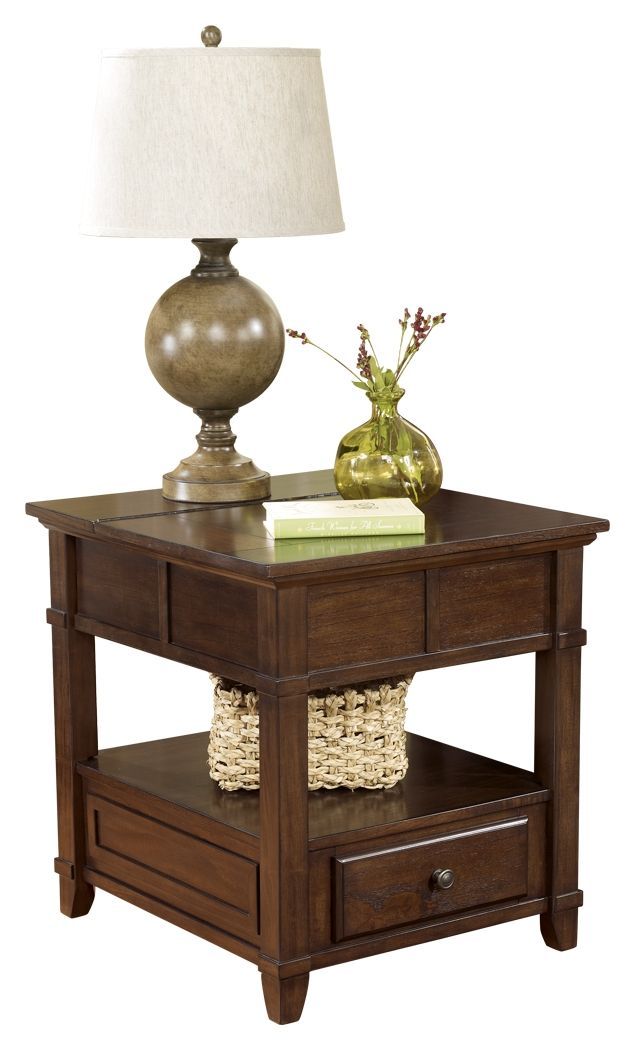 Gately - Brown Light - Rectangular End Table-Washburn's Home Furnishings