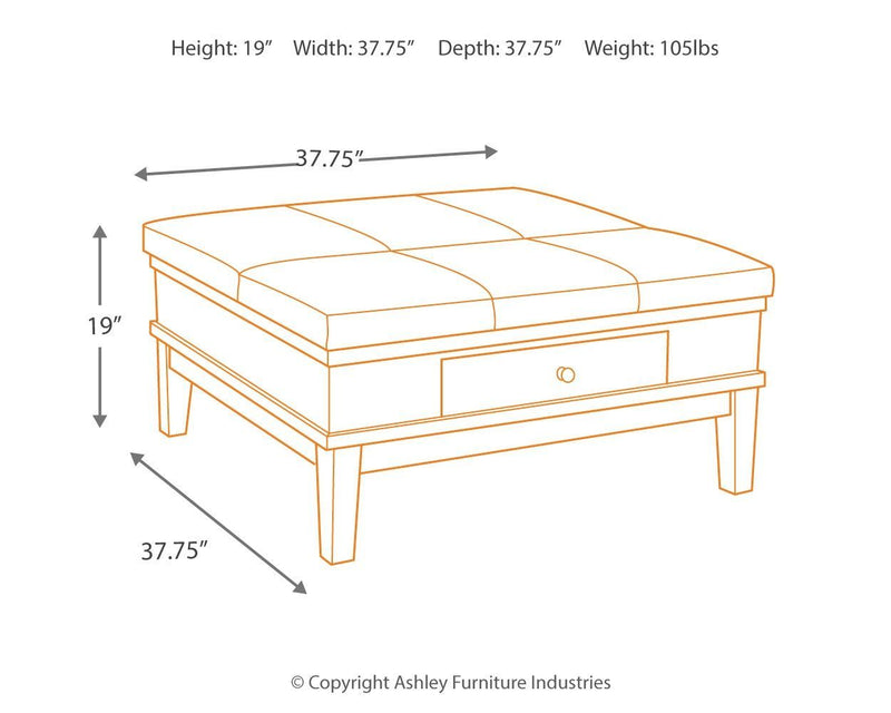 Gately - Medium Brown - Ottoman Cocktail Table-Washburn's Home Furnishings