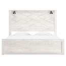 Gerridan - White - King Panel Bed With Sconces-Washburn's Home Furnishings