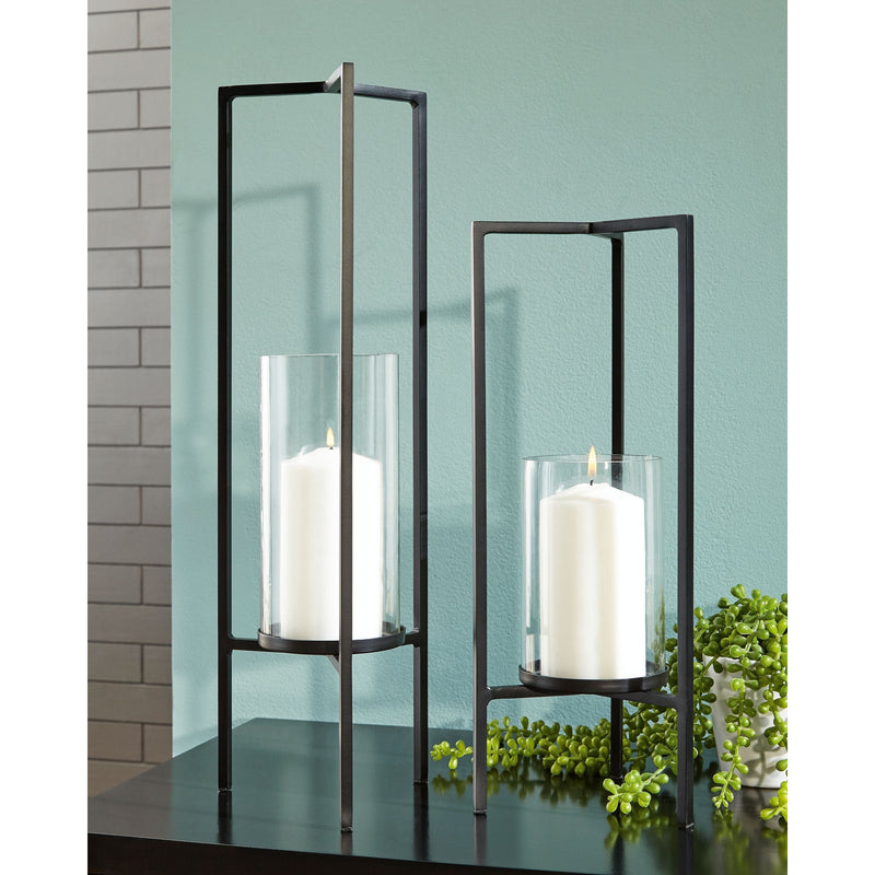 Ginette - Black - Candle Holder Set (2/cn)-Washburn's Home Furnishings