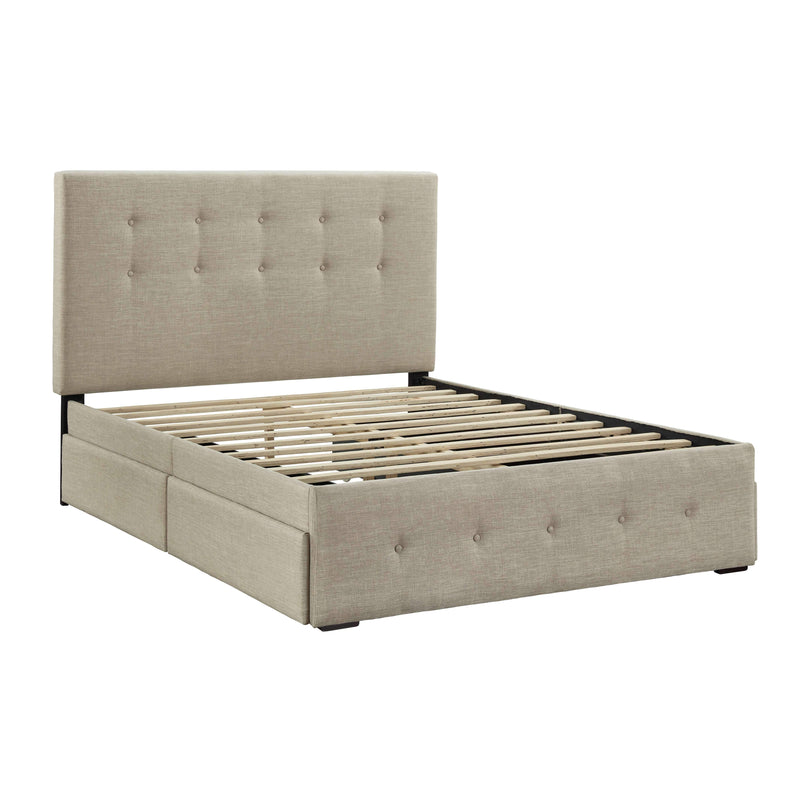 Gladdinson - Gray - Queen Upholstered Bed With 4 Storage Drawers-Washburn's Home Furnishings