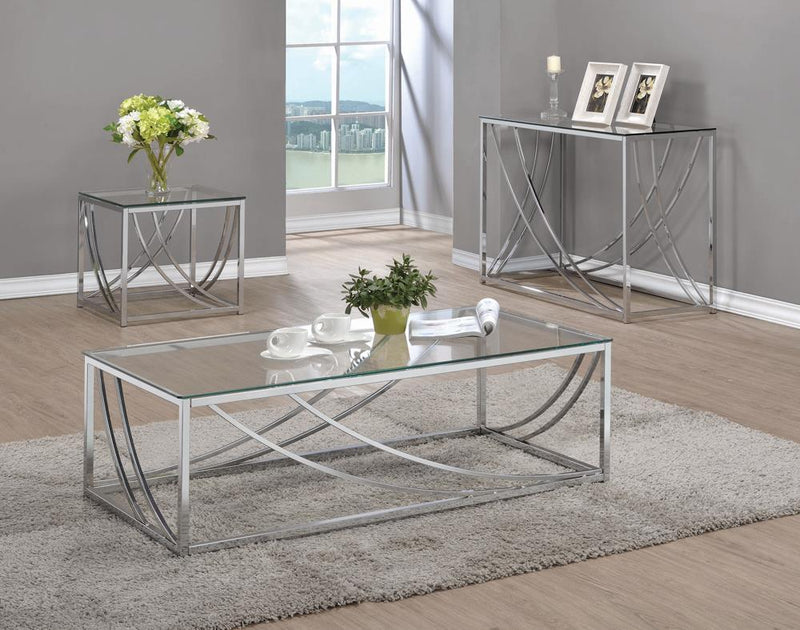 Glass Top Rectangular Sofa Tableents Chrome - Pearl Silver-Washburn's Home Furnishings