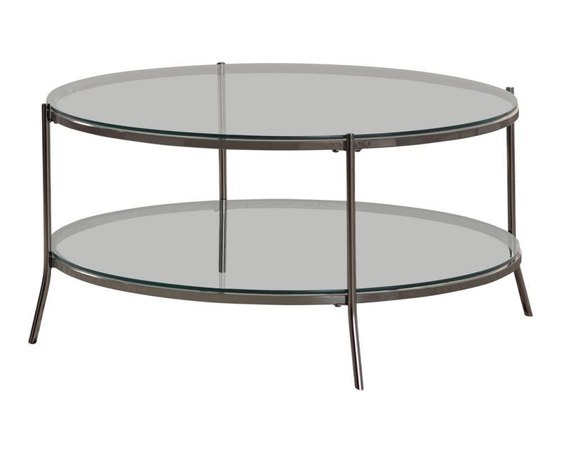 Glass Top Round Coffee Table - Gray-Washburn's Home Furnishings