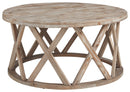 Glasslore - Light Grayish Brown - Round Cocktail Table-Washburn's Home Furnishings