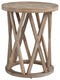 Glasslore - Light Grayish Brown - Round End Table-Washburn's Home Furnishings