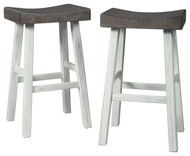 Glosco - Brown Gray/antique White - Pub Height Bar Stool (set Of 2)-Washburn's Home Furnishings