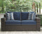 Grasson - Brown/blue - Loveseat W/cushion-Washburn's Home Furnishings