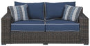 Grasson - Brown/blue - Loveseat W/cushion-Washburn's Home Furnishings