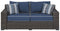 Grasson - Brown/blue - Loveseat W/cushion-Washburn's Home Furnishings