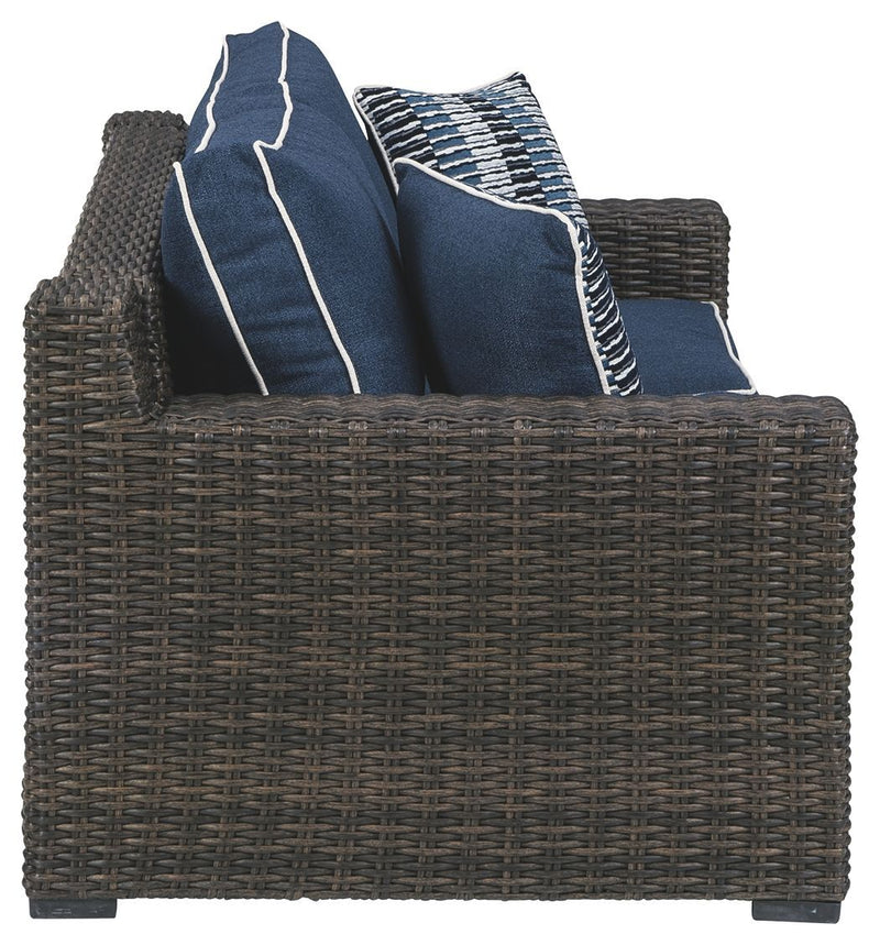 Grasson - Brown/blue - Loveseat W/cushion-Washburn's Home Furnishings