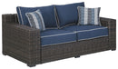 Grasson - Brown/blue - Loveseat W/cushion-Washburn's Home Furnishings