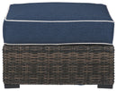 Grasson - Brown/blue - Ottoman With Cushion-Washburn's Home Furnishings