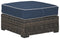 Grasson - Brown/blue - Ottoman With Cushion-Washburn's Home Furnishings