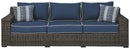 Grasson - Brown/blue - Sofa With Cushion-Washburn's Home Furnishings