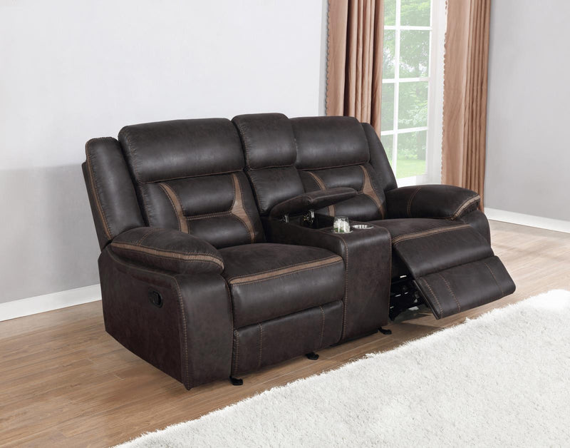 Greer - Glider Loveseat W/ Console - Brown-Washburn's Home Furnishings