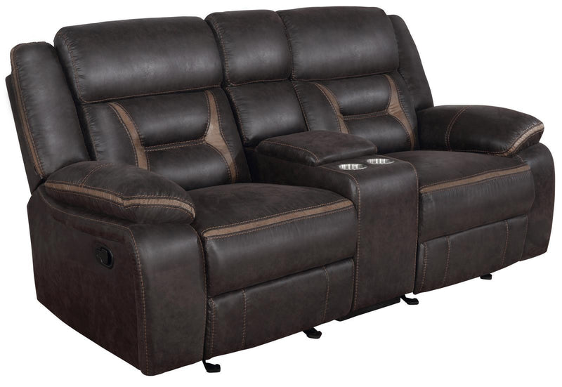 Greer - Glider Loveseat W/ Console - Brown-Washburn's Home Furnishings