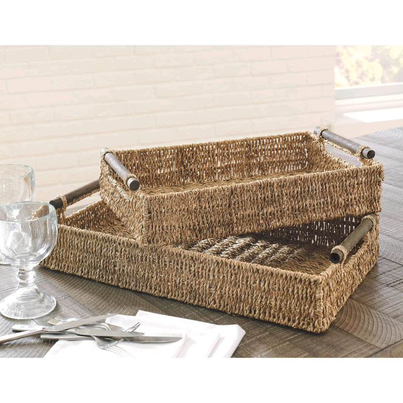 Halima - Tan - Tray Set (2/cn) - Seagrass-Washburn's Home Furnishings