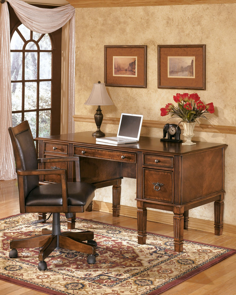 Hamlyn - Medium Brown - Home Office Swivel Desk Chair-Washburn's Home Furnishings