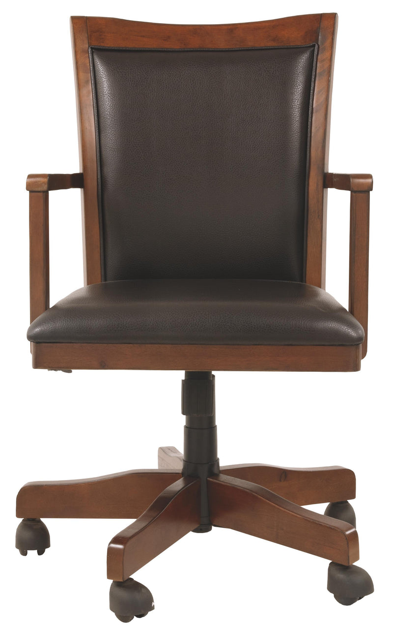 Hamlyn - Medium Brown - Home Office Swivel Desk Chair-Washburn's Home Furnishings