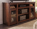 Harpan - Reddish Brown - Xl Tv Stand W/fireplace Option-Washburn's Home Furnishings