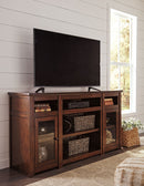 Harpan - Reddish Brown - Xl Tv Stand W/fireplace Option-Washburn's Home Furnishings