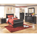 Huey - Black - Five Drawer Chest-Washburn's Home Furnishings