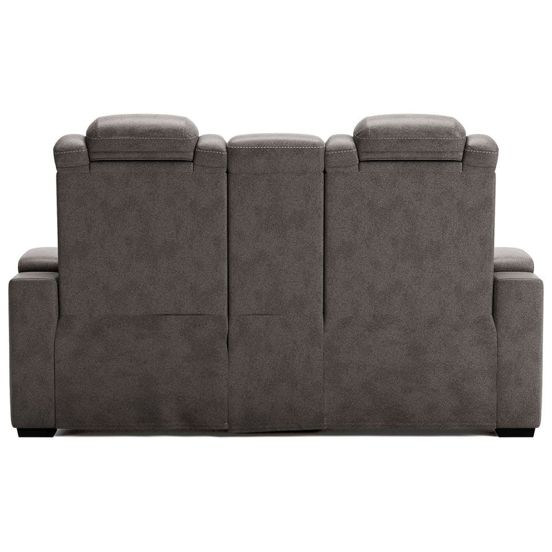 Hyllmont - Gray - Pwr Rec Loveseat/con/adj Hdrst-Washburn's Home Furnishings