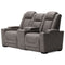 Hyllmont - Gray - Pwr Rec Loveseat/con/adj Hdrst-Washburn's Home Furnishings