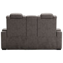 Hyllmont - Gray - Pwr Rec Loveseat/con/adj Hdrst-Washburn's Home Furnishings