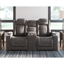 Hyllmont - Gray - Pwr Rec Loveseat/con/adj Hdrst-Washburn's Home Furnishings