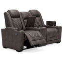 Hyllmont - Gray - Pwr Rec Loveseat/con/adj Hdrst-Washburn's Home Furnishings