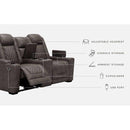 Hyllmont - Gray - Pwr Rec Loveseat/con/adj Hdrst-Washburn's Home Furnishings