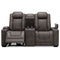 Hyllmont - Gray - Pwr Rec Loveseat/con/adj Hdrst-Washburn's Home Furnishings