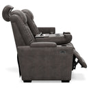 Hyllmont - Gray - Pwr Rec Sofa With Adj Headrest-Washburn's Home Furnishings