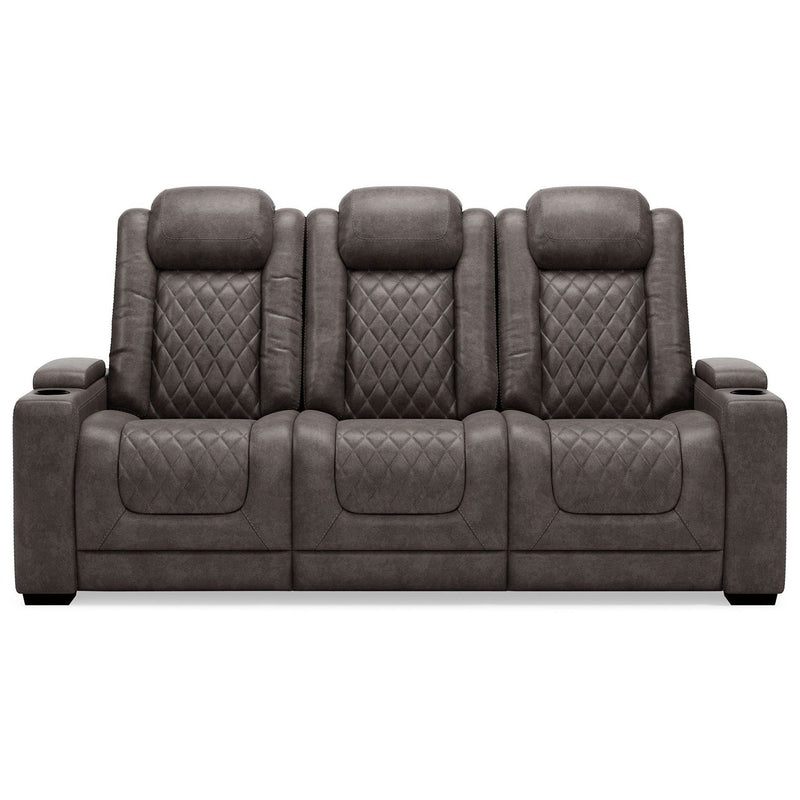 Hyllmont - Gray - Pwr Rec Sofa With Adj Headrest-Washburn's Home Furnishings