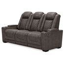 Hyllmont - Gray - Pwr Rec Sofa With Adj Headrest-Washburn's Home Furnishings