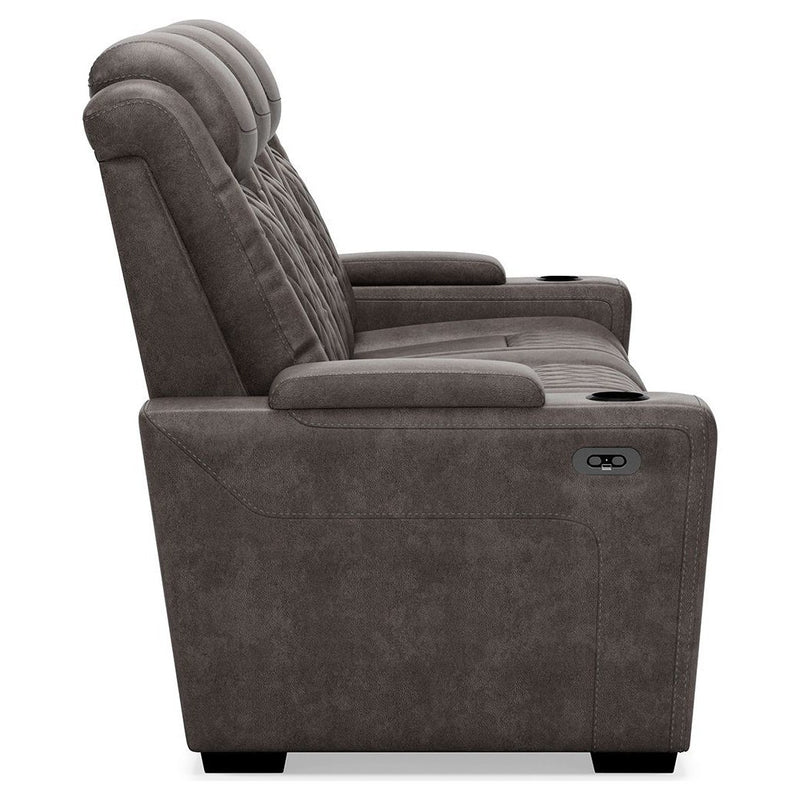 Hyllmont - Gray - Pwr Rec Sofa With Adj Headrest-Washburn's Home Furnishings