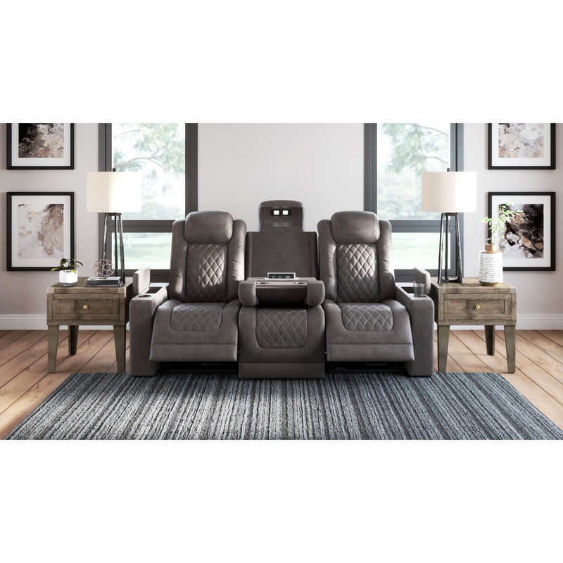 Hyllmont - Gray - Pwr Rec Sofa With Adj Headrest-Washburn's Home Furnishings